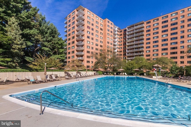 view of pool featuring a patio area