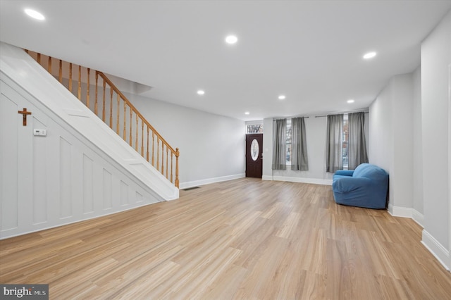 entrance foyer with light wood-type flooring