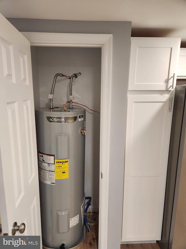 utility room with electric water heater