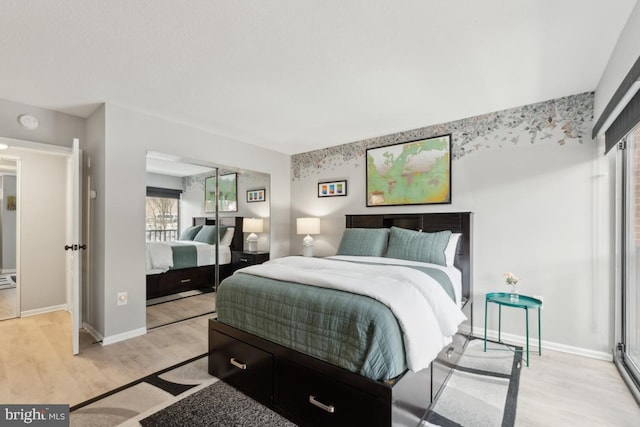 bedroom featuring light wood-type flooring