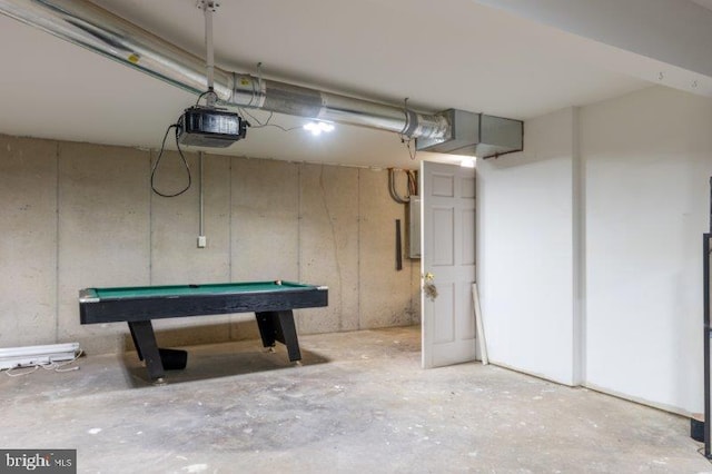 rec room featuring concrete floors and pool table