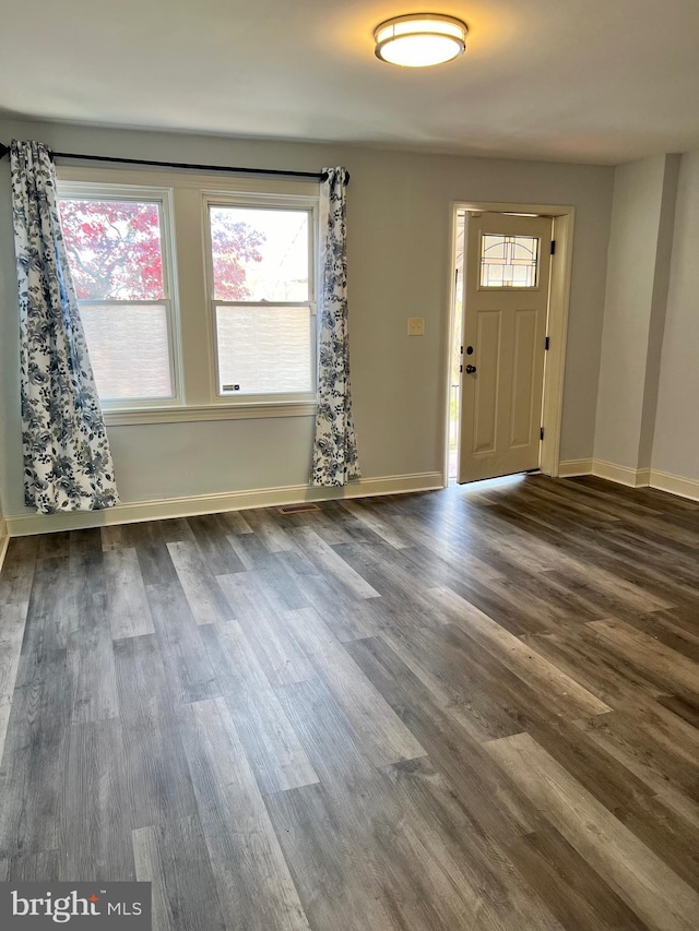 foyer entrance with dark hardwood / wood-style flooring