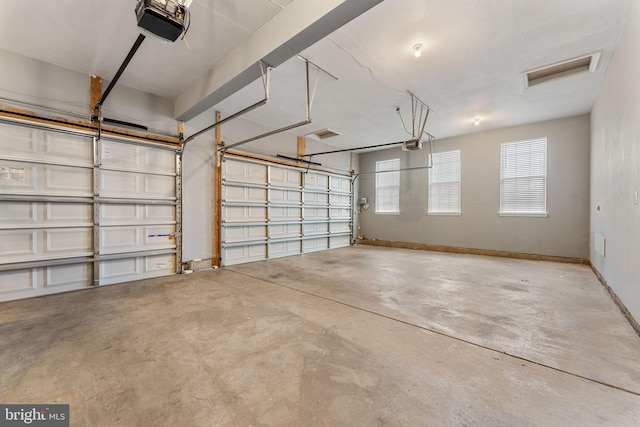 garage with a garage door opener