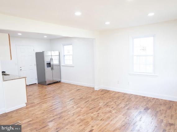 unfurnished living room featuring light hardwood / wood-style flooring