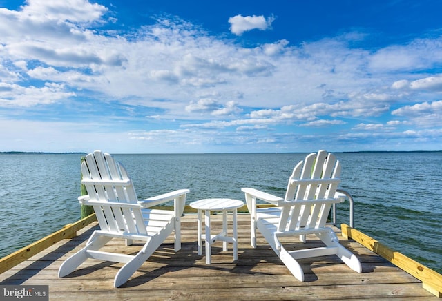 view of dock featuring a water view