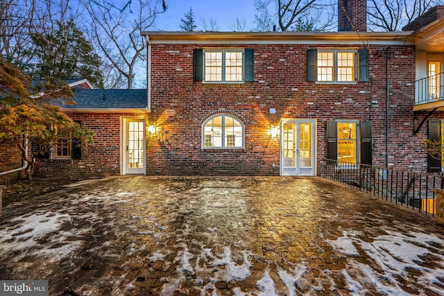 view of front facade featuring french doors