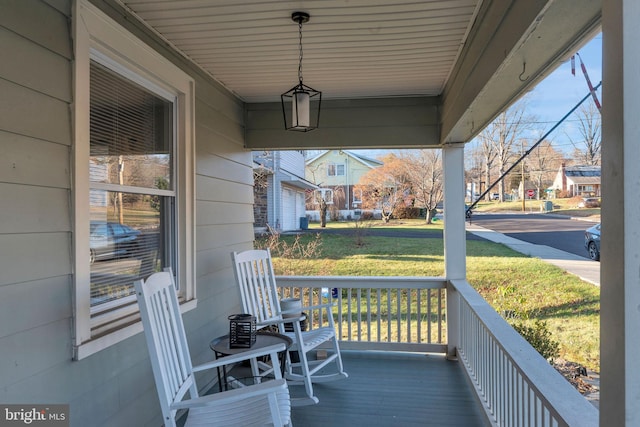 deck featuring covered porch