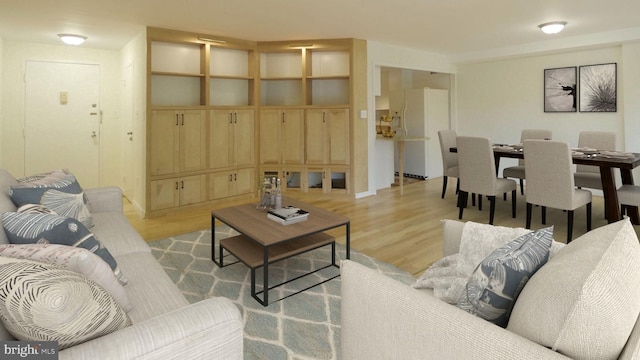 living room with light wood-type flooring