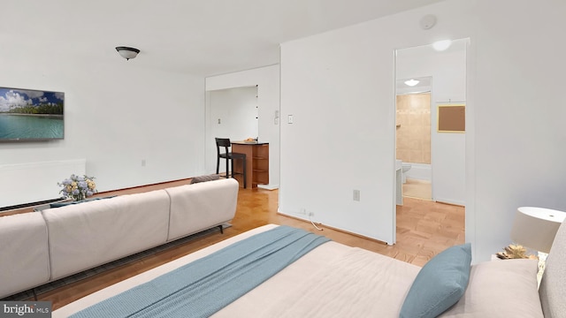 living room with light parquet flooring