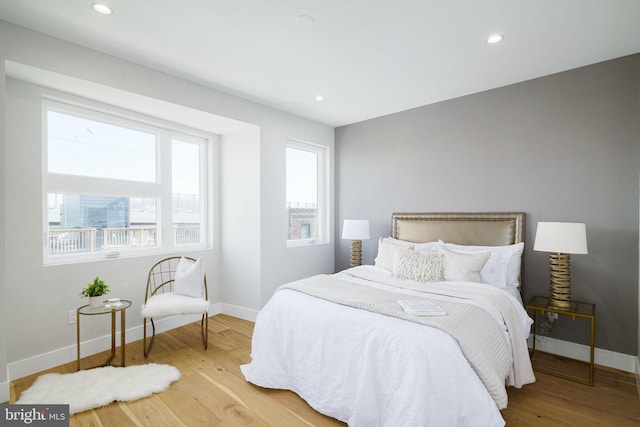 bedroom featuring light hardwood / wood-style flooring