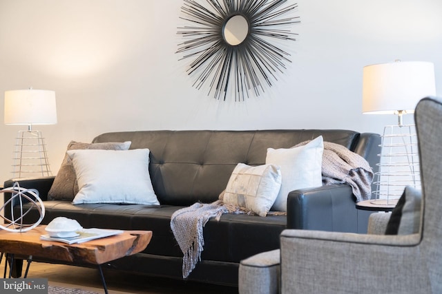 living room with hardwood / wood-style floors