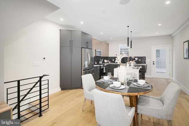 dining area featuring light hardwood / wood-style floors