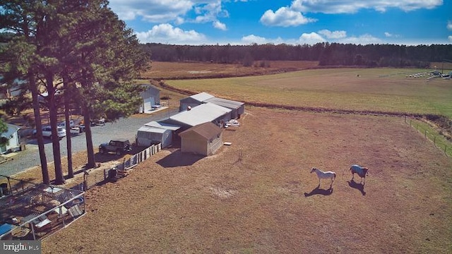 drone / aerial view with a rural view