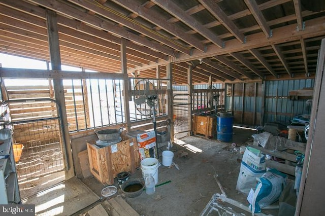 misc room with lofted ceiling