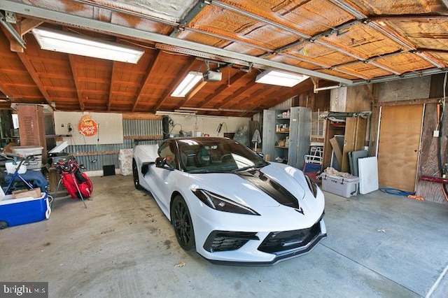 garage with a garage door opener