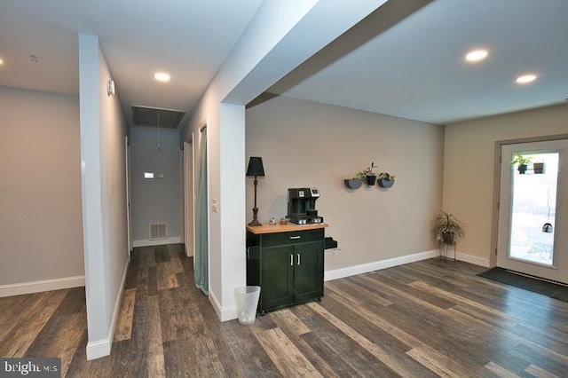 interior space featuring dark hardwood / wood-style floors