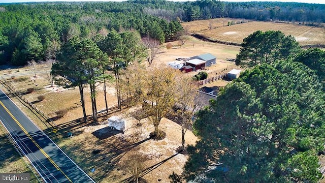 aerial view with a rural view