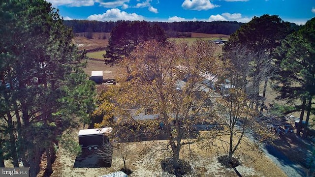 drone / aerial view with a rural view