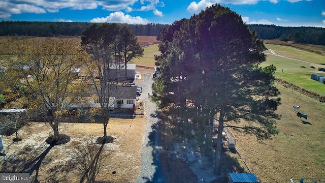 drone / aerial view with a rural view