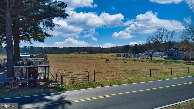 view of street with a rural view