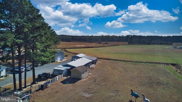 bird's eye view with a rural view