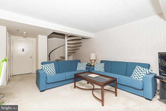 11000 Coastal Hwy Unit 2004, Ocean City, MD 21842 - carpeted living room with stairway