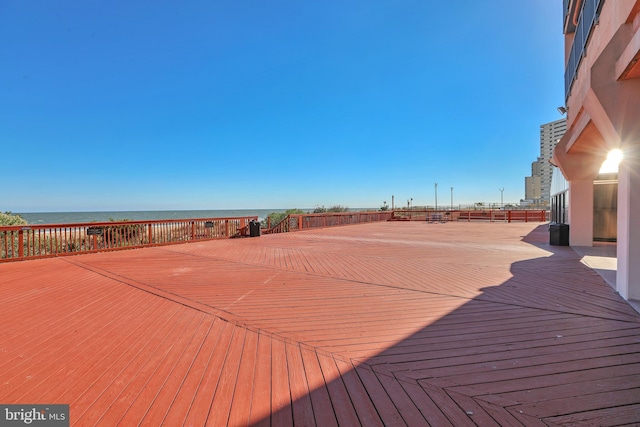 deck with a water view