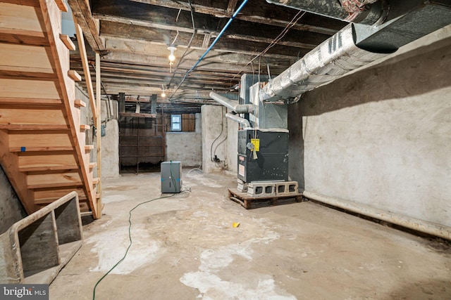 5907 Osage Ave, Philadelphia, PA 19143 - unfinished below grade area featuring stairway and heating unit