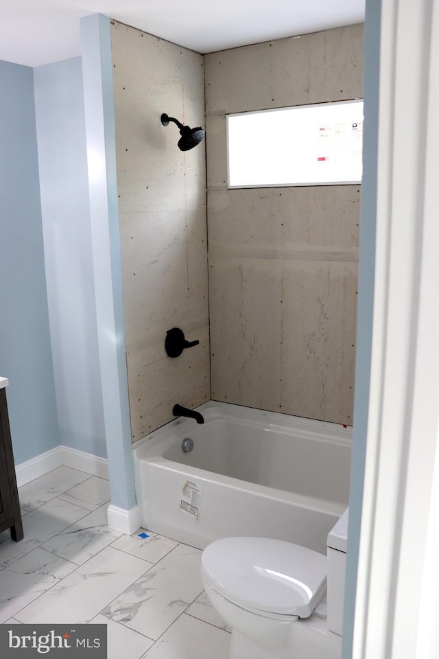 full bathroom with vanity, shower / bathing tub combination, and toilet