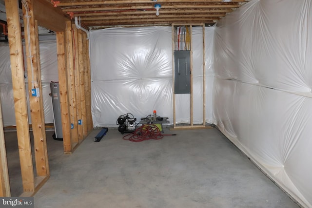 basement with electric panel