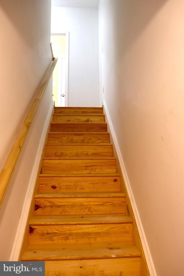 staircase featuring hardwood / wood-style floors