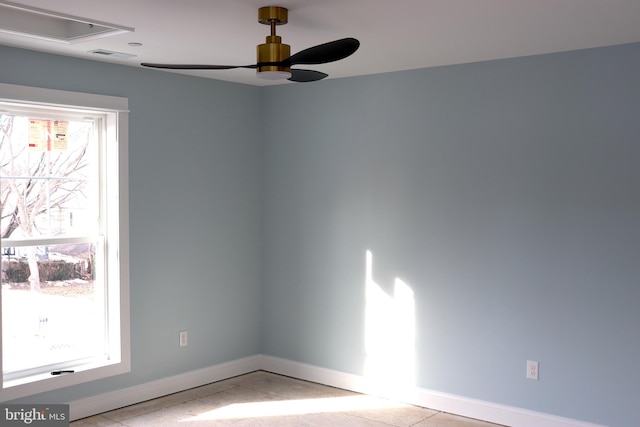 unfurnished room featuring ceiling fan