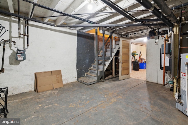 basement featuring water heater