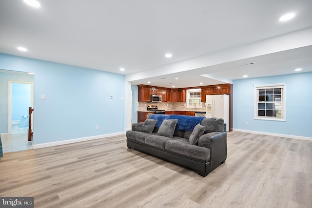 living room featuring light wood-type flooring