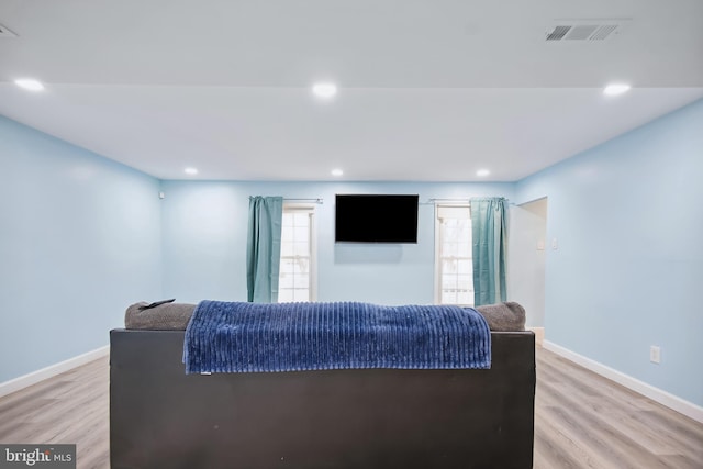 living room with light wood-type flooring