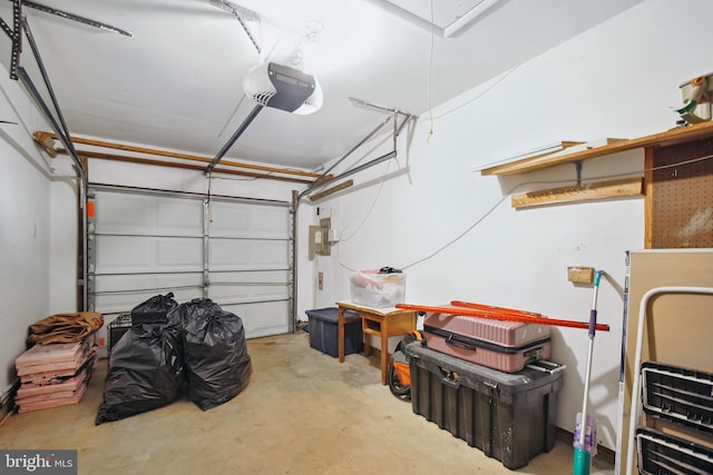 garage with a garage door opener