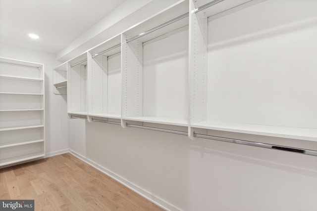 walk in closet featuring light wood-type flooring