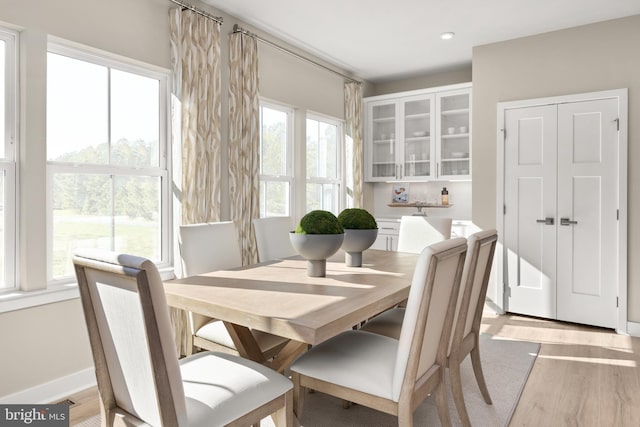 dining room with a wealth of natural light and light hardwood / wood-style floors