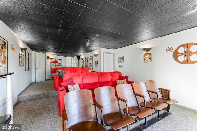 view of carpeted home theater room