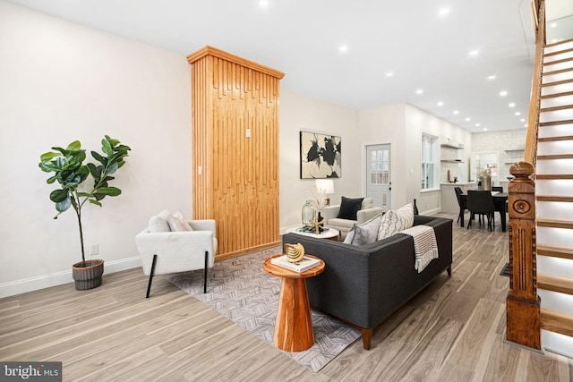 living room featuring light hardwood / wood-style floors