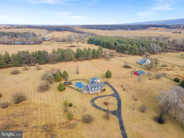 bird's eye view with a rural view