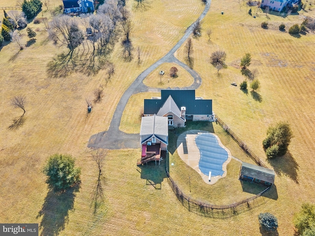 aerial view featuring a rural view