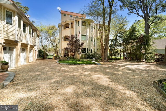 exterior space featuring a garage