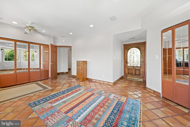 12330 Potomac View Rd, Newburg, MD 20664 - foyer featuring plenty of natural light, recessed lighting, baseboards, ceiling fan, and light tile patterned flooring