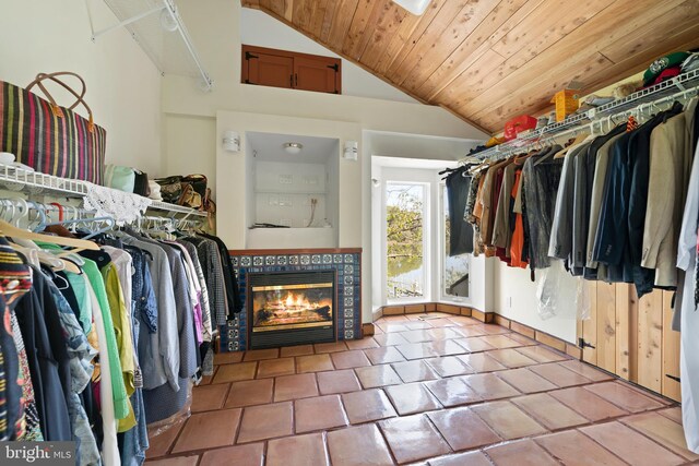 12330 Potomac View Rd, Newburg, MD 20664 - spacious closet with lofted ceiling and a tile fireplace