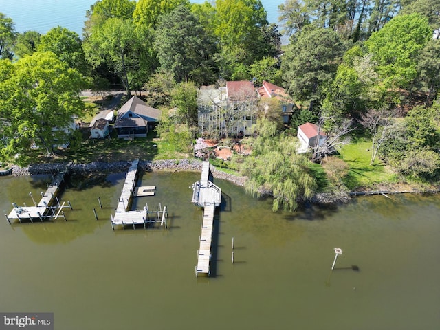 bird's eye view featuring a water view