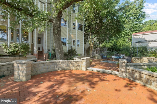 view of patio featuring a wooden deck