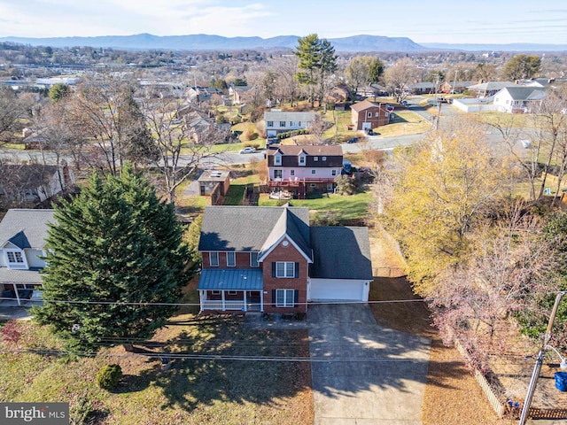 aerial view featuring a mountain view