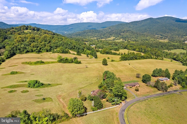 drone / aerial view featuring a mountain view