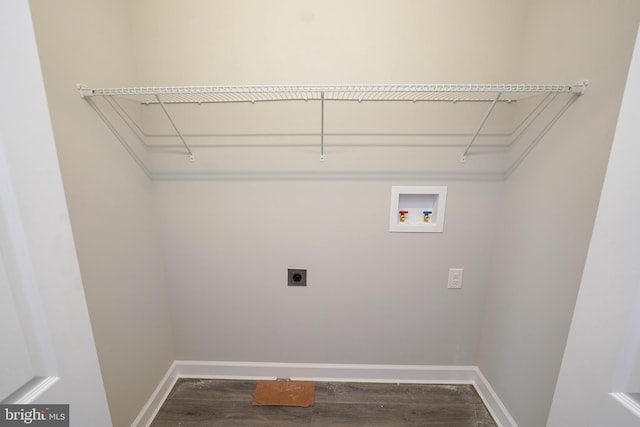 laundry area with washer hookup, hardwood / wood-style flooring, and electric dryer hookup